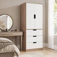 STILVORA Wardrobe with 3 Drawers & 2 Doors in Brown