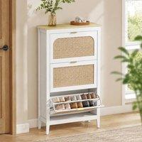 STILVORA Slim Shoe Cabinet with 3 Flip Drawers, White