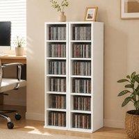 STILVORA Set of 2 CD Storage Units with Adjustable Shelves in White