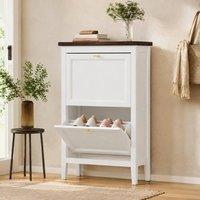 STILVORA Shoe Cabinet with 2 Flip Drawers, White