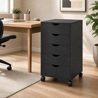 STILVORA 5 Drawer Filing Cabinet with Storage in Black