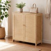 STILVORA Shoe Cabinet with Adjustable Shelves & Slatted Doors in Natural