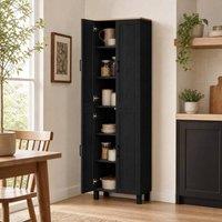STILVORA Kitchen Cupboard with 4 Doors & 6 Shelves in Black
