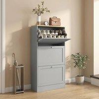 STILVORA Shoe Cabinet with 3 Flip Drawers in Grey