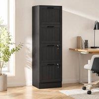 STILVORA 4 Drawer Filing Cabinet with Lock, Black