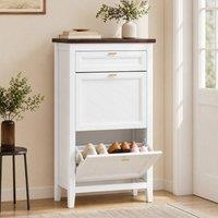 STILVORA Shoe Cabinet with 2 Flip Drawers, White
