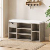 STILVORA Shoe Storage Bench with Cushion, Grey