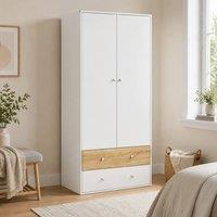 STILVORA White Wardrobe with 2 Doors & 2 Drawers