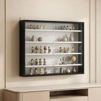 STILVORA Wall Display Cabinet with 2 Doors & 4 Adjustable Shelves in Black
