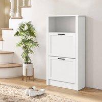 STILVORA Shoe Cabinet with 2 Flip Drawers & Adjustable Shelves in White