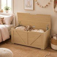STILVORA Storage Chest with Safety Hinges & Seat Top in Natural