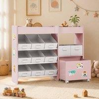 STILVORA Toy Storage Unit with 11 Bins & Cabinet in Pink