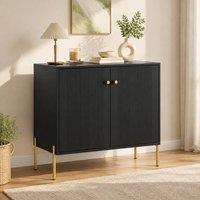 STILVORA Black Sideboard Cabinet with Fluted Doors & Shelf