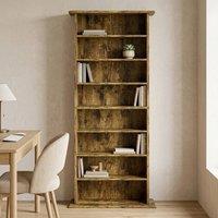 STILVORA CD Storage Unit with 6 Adjustable Shelves in Dark Brown