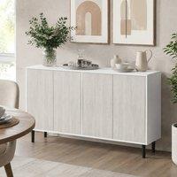 STILVORA Storage Cabinet with 4 Doors & Wood Effect Doors in White