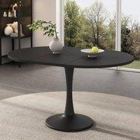 ModernLuxe Modern extendable round dining table 100-140x100cm for 4-6 people in Black | Size: 140x100 cm