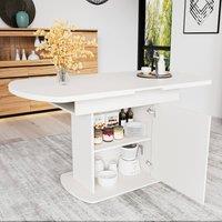 ModernLuxe Extendable modern oval dining table 110-130cm with storage, door in White