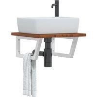 Berkfield Home Basin Shelf Wall Mounted Steel & Solid Wood Oak in Brown