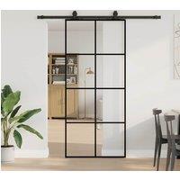 Berkfield Home Sliding Door with Hardware Set Black 90x205 cm ESG Glass