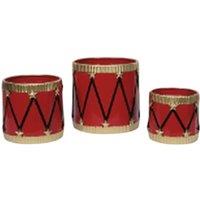 Four Candle Set of 3 Galvanised Zinc Planters Rustic Metal Garden Plant Pots in Red