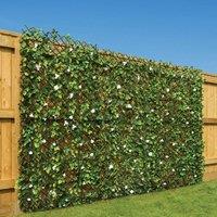 Christow Expanding Artificial Leaf Flower Trellis Garden Screening 1m x 2m in White