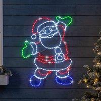 Christow Santa Christmas Rope Light Silhouette Flashing LED Outdoor Wall Decoration 101cm