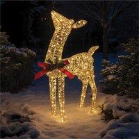 mysmartbuy 74 cm Gold Rattan Deer - 250 Warm White LEDs, 5 m Cable, Transformer