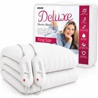 MYLEK Electric Blanket King Bed Size Heated Fitted Mattress Cover in Off-White
