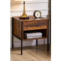 Home Discount Vida Designs Brooklyn 1 Drawer Bedside Cabinet Industrial Style in Dark Brown