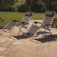 Marco Paul Pack of 2 Reclining Garden Sun Lounger With Padded Head Rest in Black