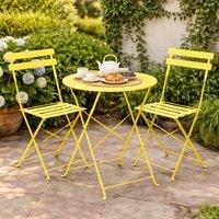 Marco Paul Yellow 3 Piece Folding Outdoor Bistro Set in Bright Yellow