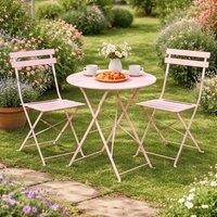 Marco Paul Pink 3 Piece Folding Metal Outdoor Dining Set