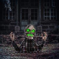 HOMCOM Groundbreaker Skeleton Halloween Animatronic Prop for Indoor Outdoor in Grey