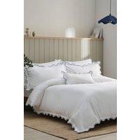 CHRISTY 'Lucerne Scallop' Luxury Cotton Sateen Duvet Cover Set in Blue | Size: Double