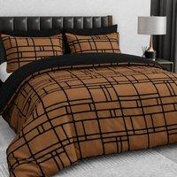 Pamposh Reversible Duvet Cover Sets Ultra Soft Quilt Covers in Brown | Size: Double
