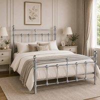 SquareBoxx Isabella Double Metal Bed Frame with Victorian Style & Storage in Silver