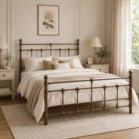 SquareBoxx Isabella Double Metal Bed Frame with Victorian Style & Storage in Bronze