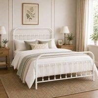 SquareBoxx Amelia Double Metal Spindle Design Bed Frame in White