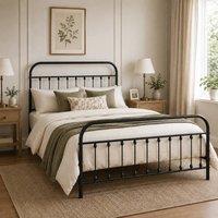 SquareBoxx Amelia Double Metal Spindle Design Bed Frame in Black