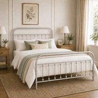 SquareBoxx Amelia Double Metal Spindle Design Bed Frame in Silver