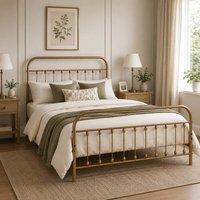 SquareBoxx Amelia Double Metal Spindle Design Bed Frame in Gold