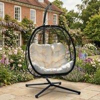 Rosewood & Stone Home Calke - Single Egg Chair in White on Black | Size: 1 Seater