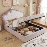 BTM 4FT6 Double Ottoman Storage Bed Velvet Pink