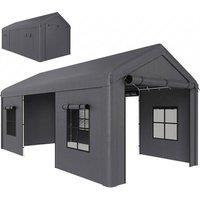 OUTSUNNY 3 x 6 m Heavy Duty Carport, Portable Garage with 3 Doors, Dark Grey | Size: 6m