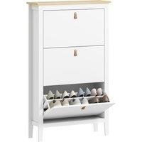 HOMCOM 3 Drawer Shoe Cabinet with Flip Doors for Hallway, Entryway in White | Size: Medium