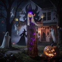 OUTSUNNY Voice Activated Halloween Animatronics Witch, Battery Operated in Black