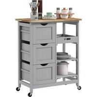 HOMCOM Rolling Kitchen Island Cart, Bar Serving Cart on Wheels Grey