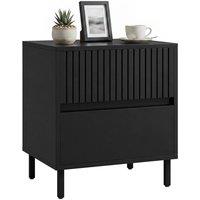 HOMCOM Bedside Cabinet with 2 Drawers, Storage & Steel Legs, Black