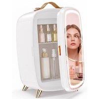HOMCOM Skincare Refrigerator with LED Mirror, Cooling Function, White