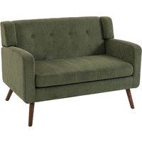HOMCOM 2 Seater Sofa, 118 cm Corduroy Small Loveseat Sofa, Dark Green